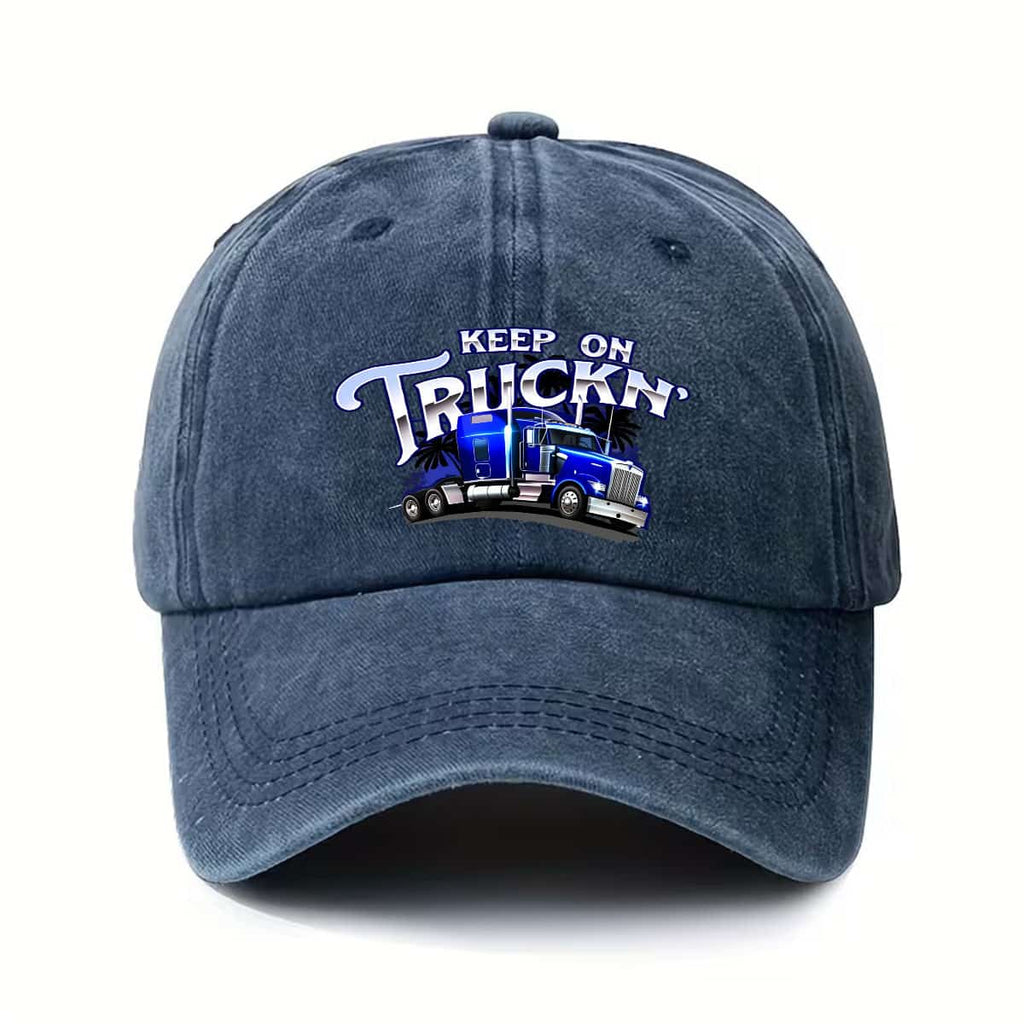 Keep on Truckin' - Semi-Trailer Truck Driver, Truck Driver, Truck Mechanic Baseball Cap, Couple'S Women'S Y2K Snapback Hat