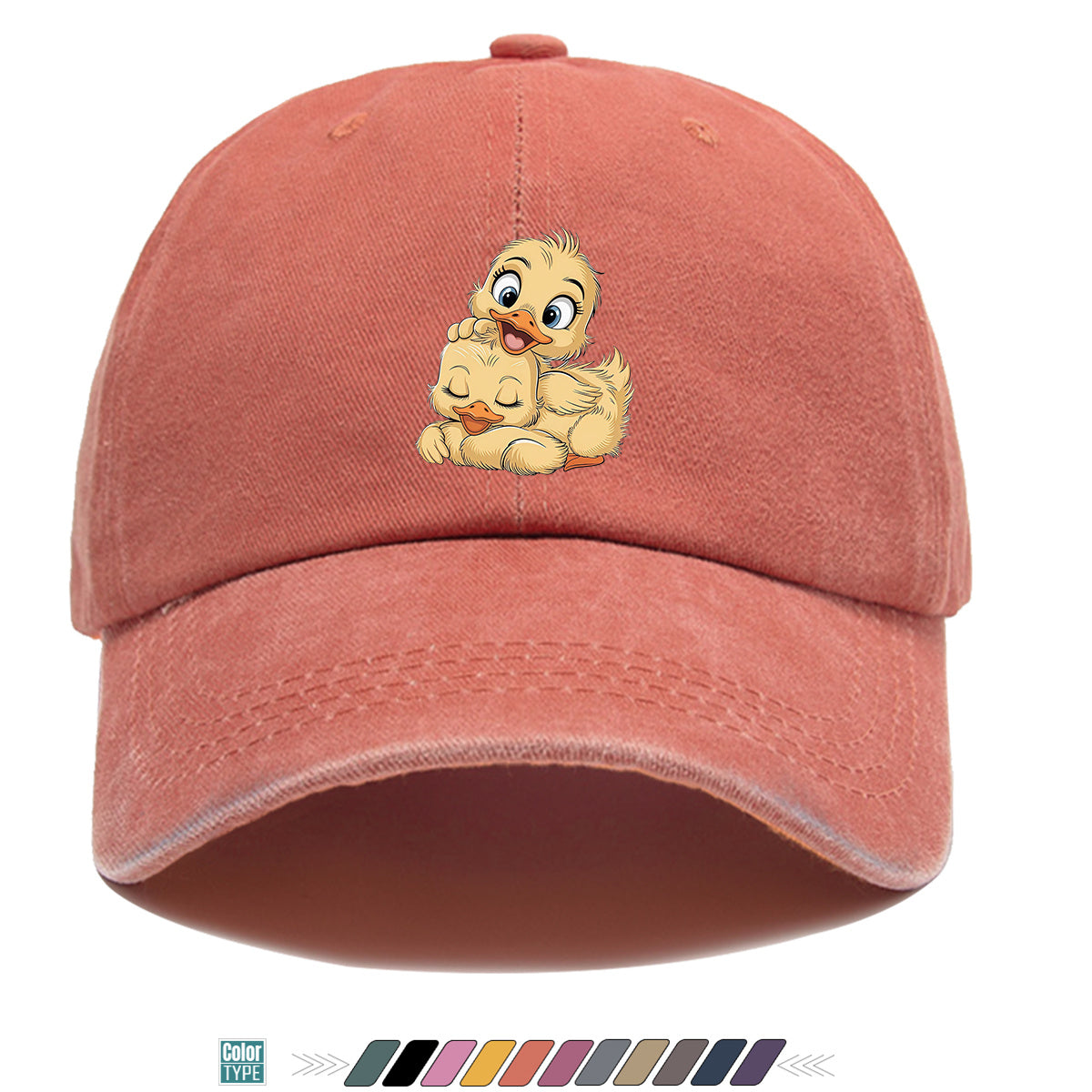 1pc Cute Little Yellow Duck Print Baseball Cap, Adorable Cartoon Duck Pattern Sun Hat, Fashion Casual Sunshade Hat, Unisex Adjustable Duckbill Cap, Soft Breathable Hat, Outing Hat, Versatile Hat, Best Friend Shopping Hat, Outdoor Picnic Play Hat