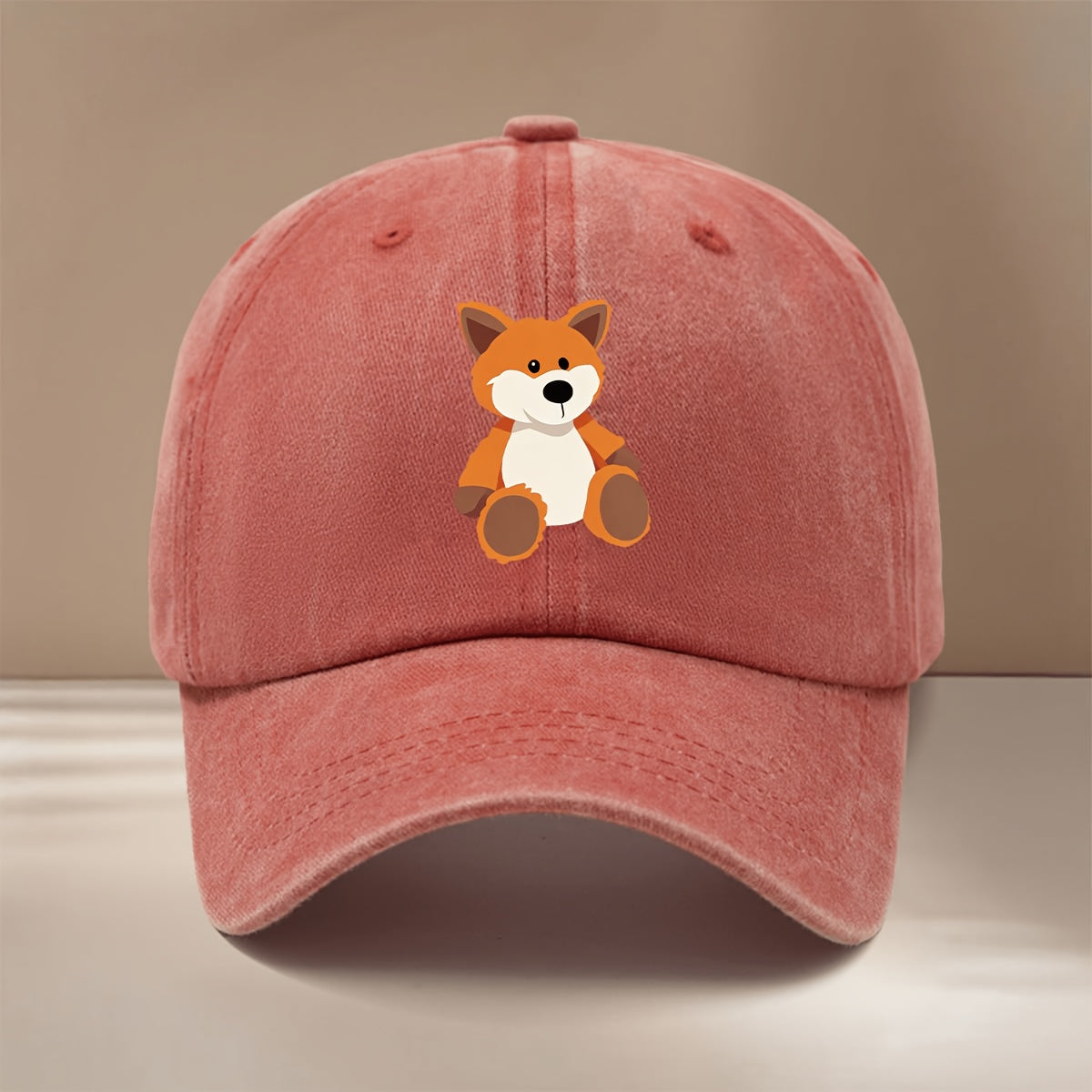 This Is a Lightweight And Fashionable Adjustable Size Baseball Cap with Cute Fox Pattern, Unisex Casual Easy Curved Brim Hat for Outdoor Sports, Dining, Camping, Comfortable Trendy Hip-Hop Cap, Sports Event Support Style, Versatile Six-Panel Hat