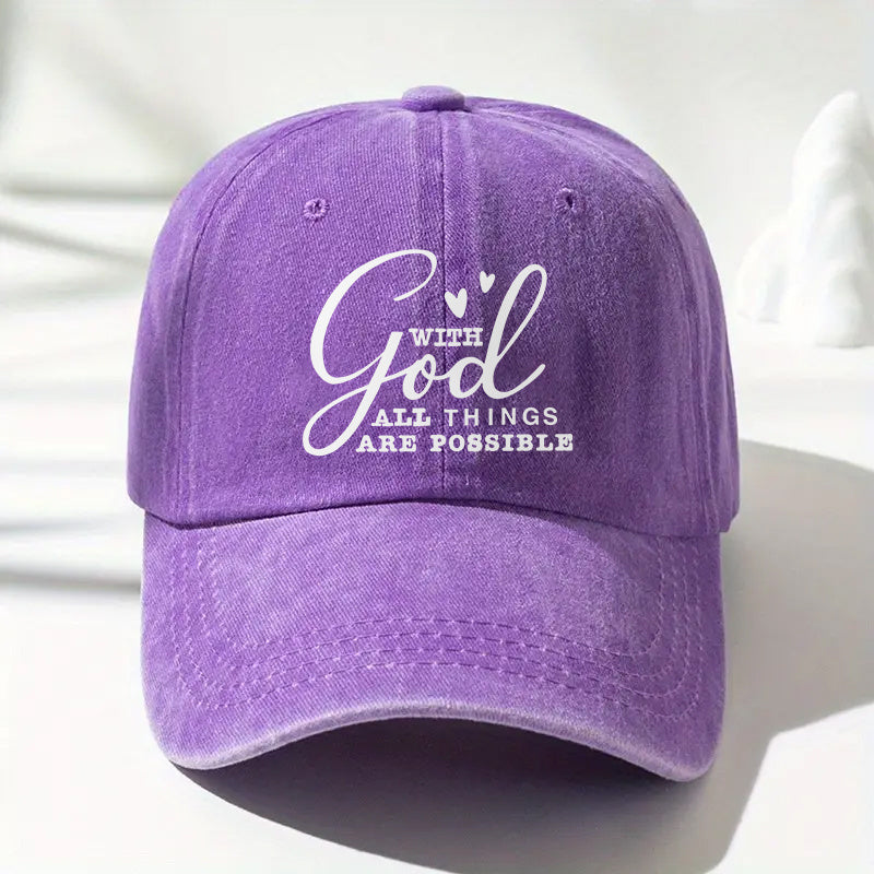 Y2g Retro Unisex Adjustable Baseball Cap with "Everything Is Possible" Print - Breathable Buckle Closure, Y2gVintage, Machine Washable Suitable for Men & Women, Casual & Sportswear Accessory