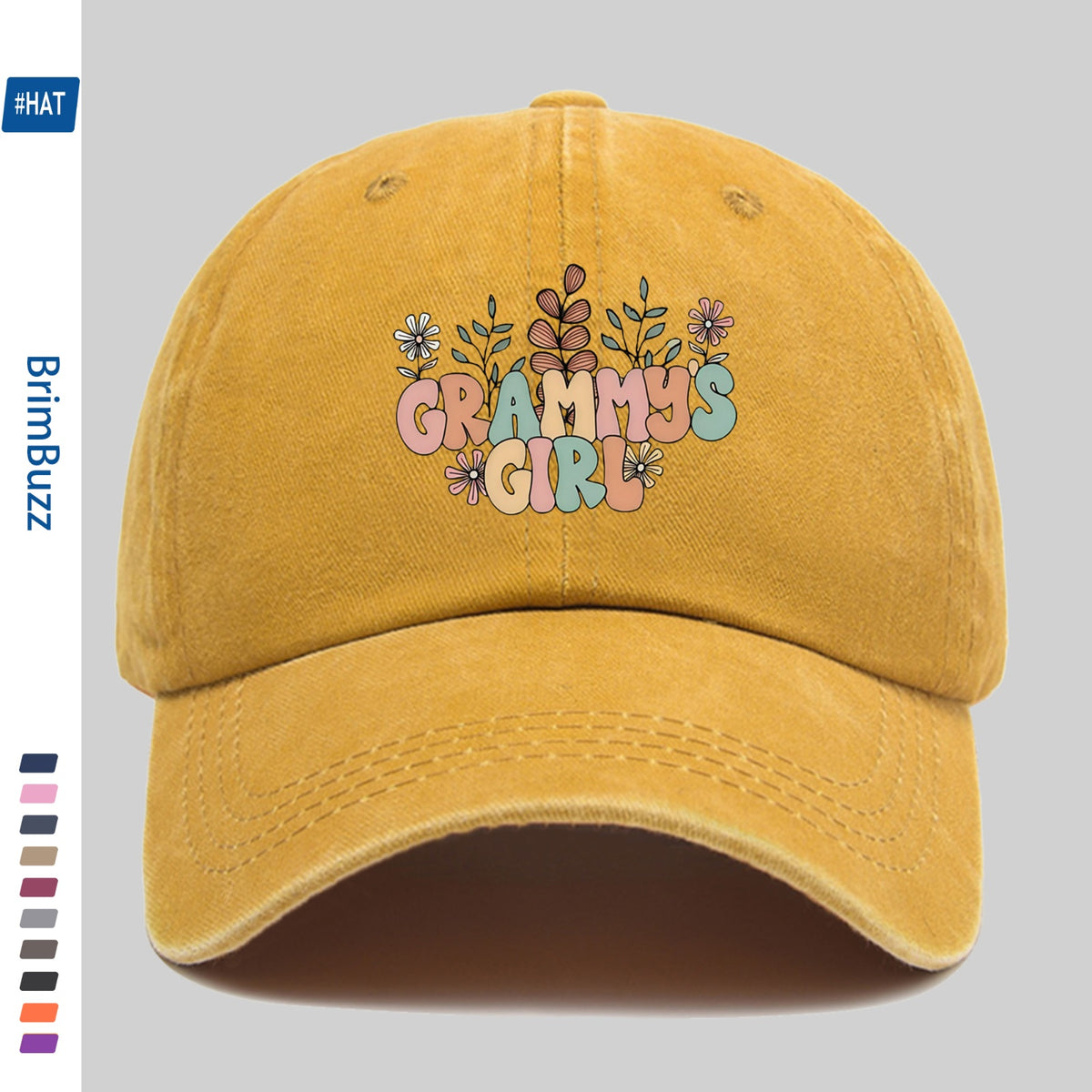 A Floral Letter GRAMMYS Printed Baseball Cap, Designed for Home and Leisure Decoration, a Sun Hat That Is Comfortable and Lightweight, Available in Multiple Colors, with Adjustable Buckle, Suitable as a Commuter Dad Hat, Vintage Accessory, Exquisite
