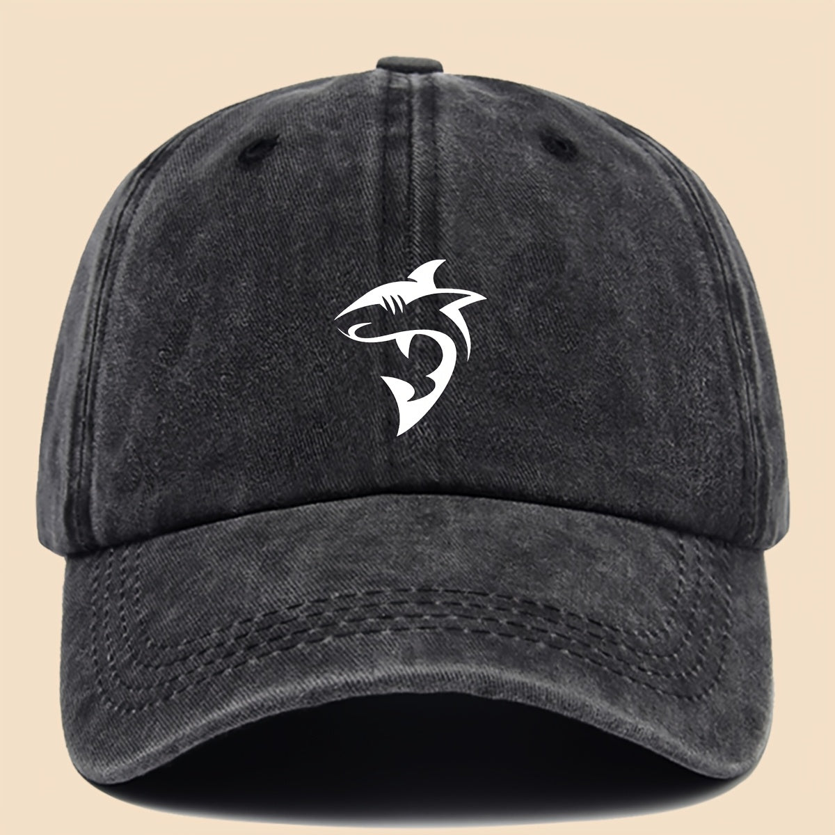 1 Unisex Ocean Theme Baseball Cap with White Shark Graphic Print - Breathable Adjustable Dad Hat for Skateboarding, Hiking, Fishing | Fashion Couple Outdoor Additions, Perfect Gift for Birthdays, Christmas, Halloween, Thanksgiving (Black)