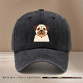 This Is a Flat Pug Dog Print Baseball Cap, a Stylish and Simple Adjustable-sized Trucker Hat for Both Men and Women. It's a , Lightweight Duckbill Cap Suitable for Outdoor Sports, Gatherings, Camping, and Comfortable, Trendy Curved-brim Hat Wear.