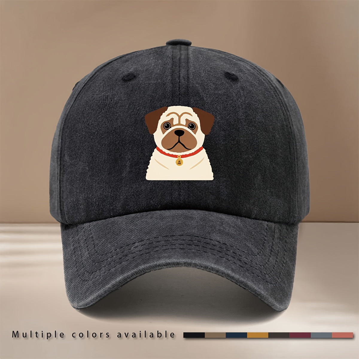 This Is a Flat Pug Dog Print Baseball Cap, a Stylish and Simple Adjustable-sized Trucker Hat for Both Men and Women. It's a , Lightweight Duckbill Cap Suitable for Outdoor Sports, Gatherings, Camping, and Comfortable, Trendy Curved-brim Hat Wear.