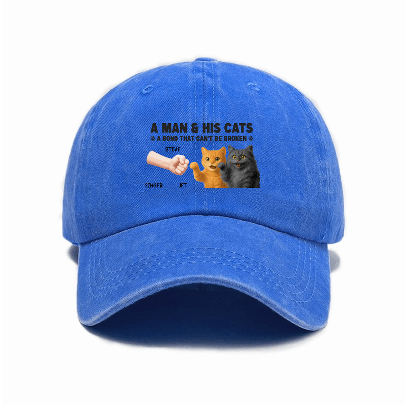 Playing with Cats" Baseball Cap | Stylish and Cute, Perfect for Everyday Use and Outdoors, Includes Printed Map, Adjustable Buckle Closure, Hand Wash Only