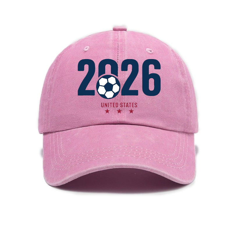 Washed Distressed Printed Baseball Cap Adult Hot Selling Trendy Style 2026 Soccer Print Washed Vintage Distressed Soft Top Cap Unisex