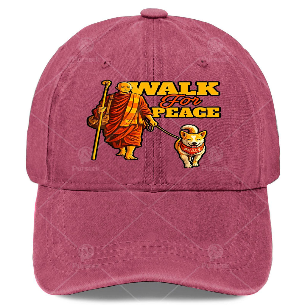 Peace Walking Monks and Aloka Dog Walk for Peace Baseball Hat Unisex Aesthetic