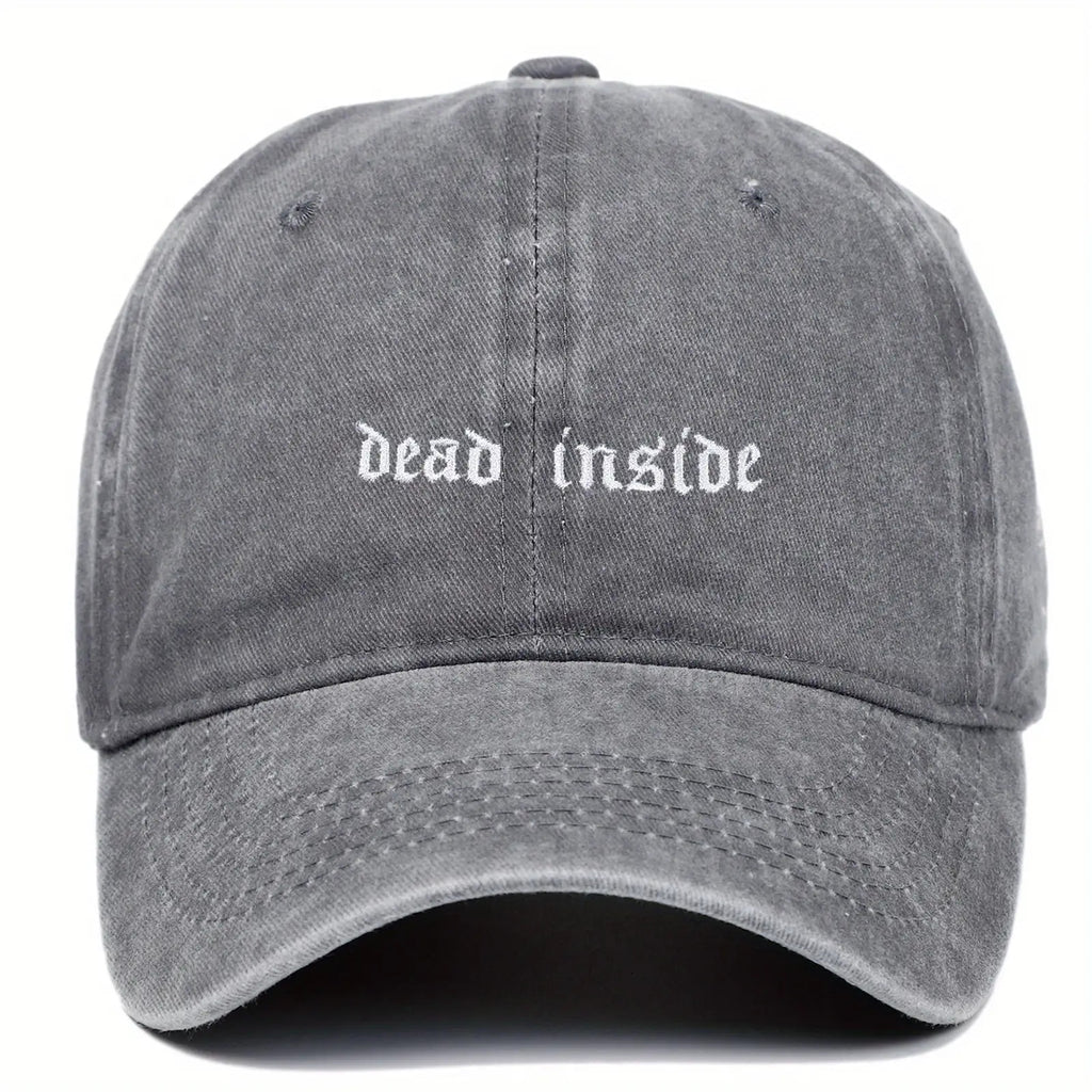 A Versatile and Novel Washed Baseball Cap with Gothic Font Pattern, Unisex and Adjustable