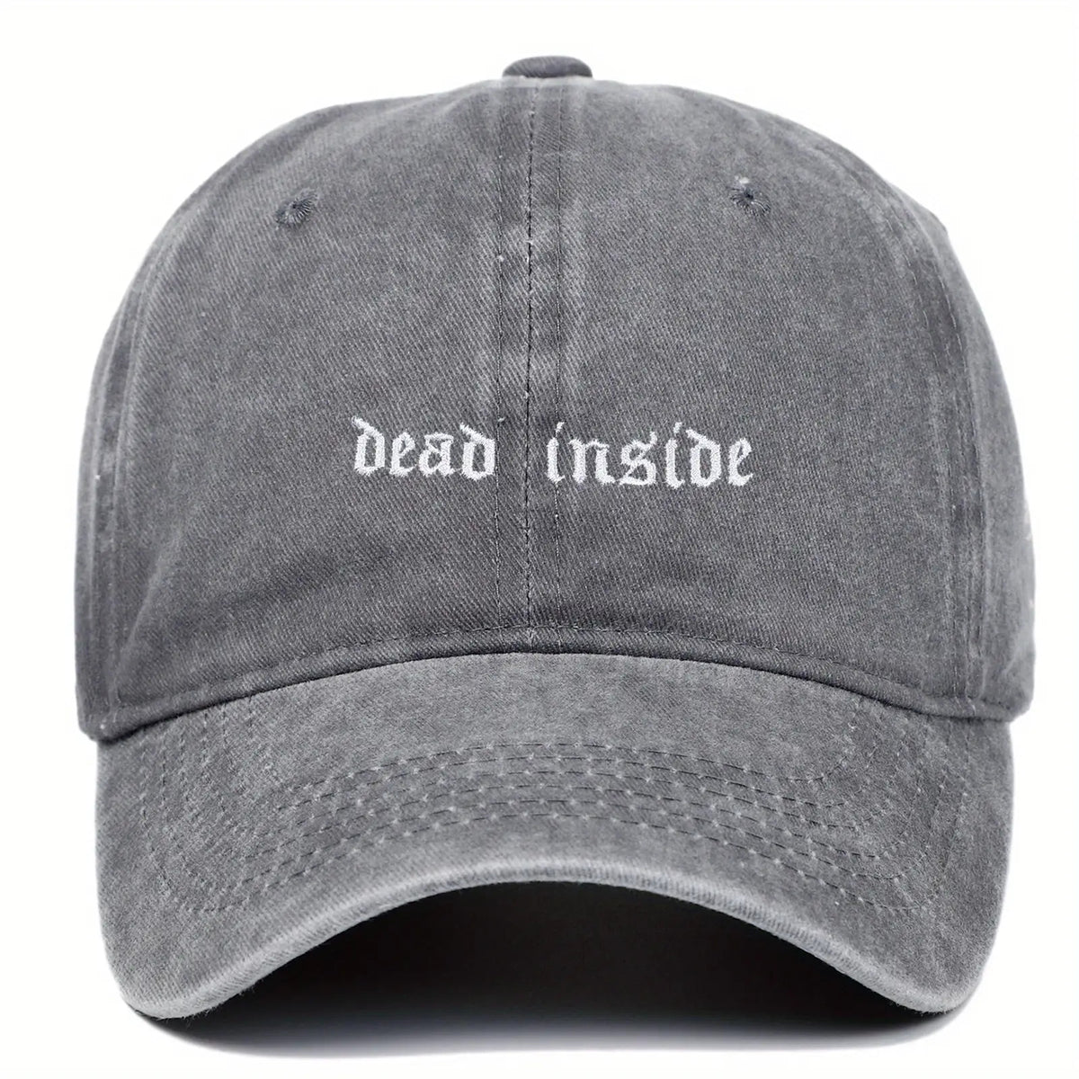 A Versatile and Novel Washed Baseball Cap with Gothic Font Pattern, Unisex and Adjustable