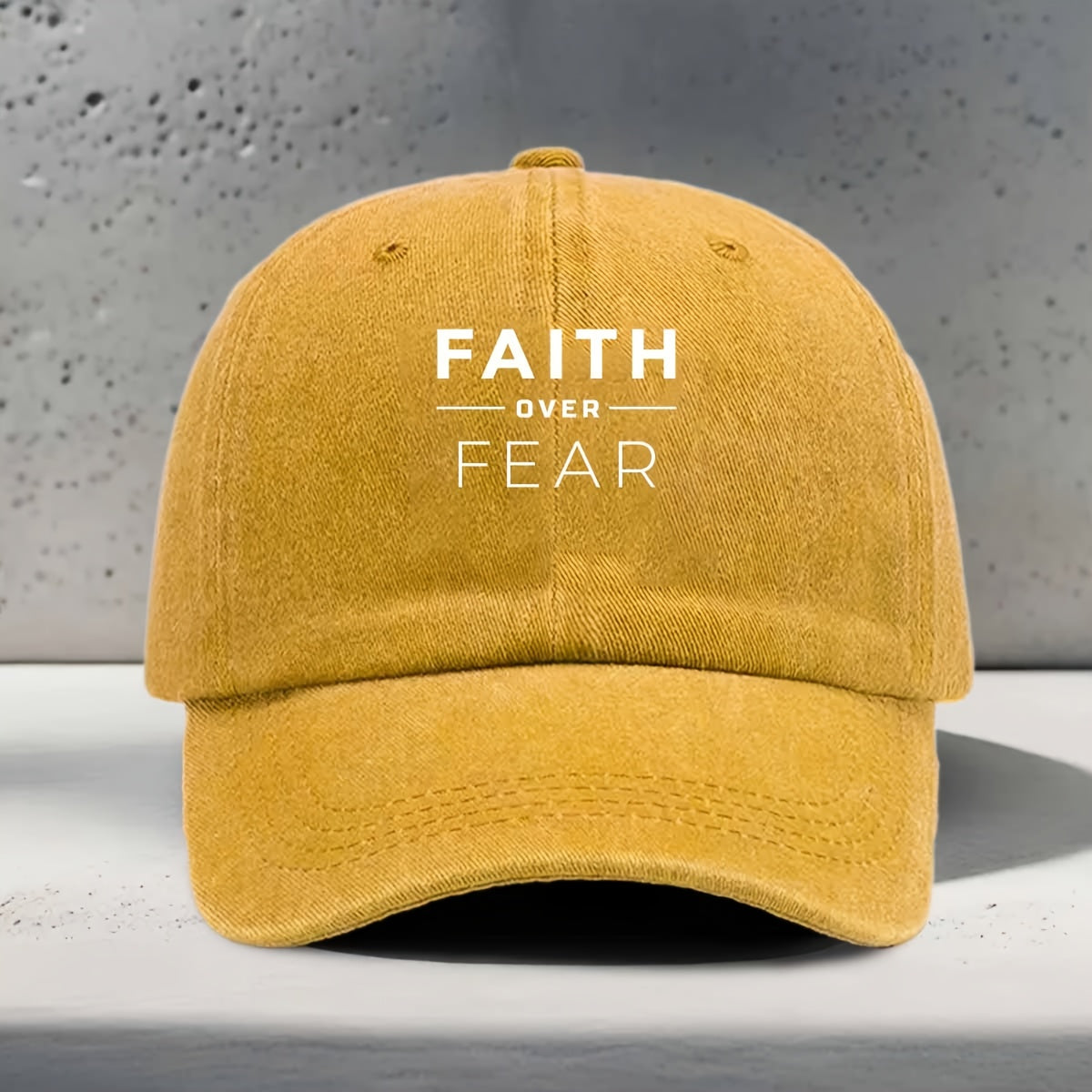 Women'S Baseball Cap with English Print FAITH OVER FEAR Inspirational Slogan, Casual Fashion Individual All-Match Street Trendy Unisex Duckbill Hat, Daily Commuting Outdoor Sports Fitness Yoga