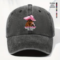 Unisex Adjustable Baseball Cap, Pink Horse Pattern with "Talk Derby to Me!" Print - Lightweight 100%, Machine Washable Vintage Design, Ideal for Casual Outdoor And Daily Wear