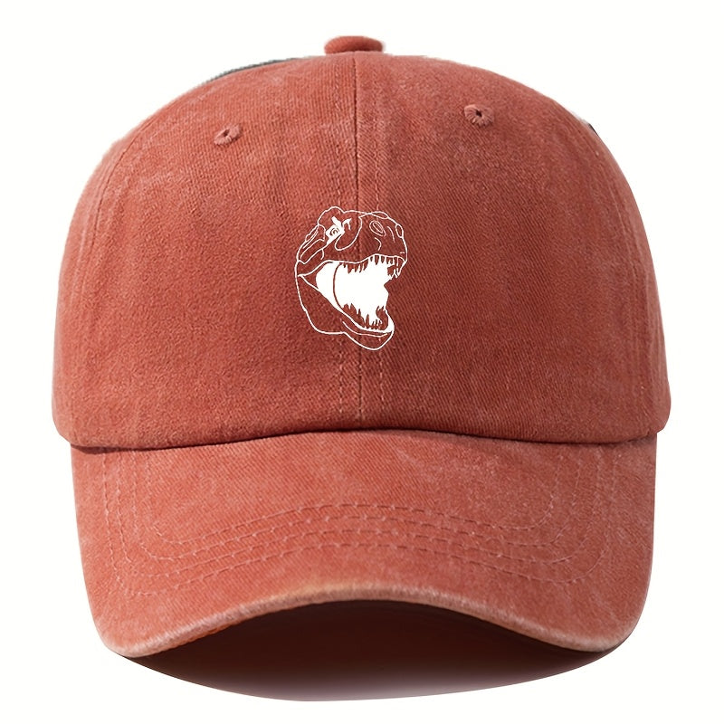 A Printed Washed Vintage Unisex Baseball Cap, Adjustable, in European and American Fashion, Featuring a Duckbill Style, Suitable for Outdoor Camping, Travel, Parties, Hip-hop, and Curved-brim Designs, Making It a Trendy Baseball Cap