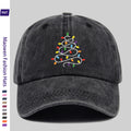 1pc Unisex Adjustable Trucker Dad Hat with Christmas Light Pattern & Distressed Vintage Wash - Lightweight Baseball Cap Suitable for Sports, Travel, Casual Wear, Outdoor Activities, Machine Washable, All-Season Cap with Buckle Closure Design