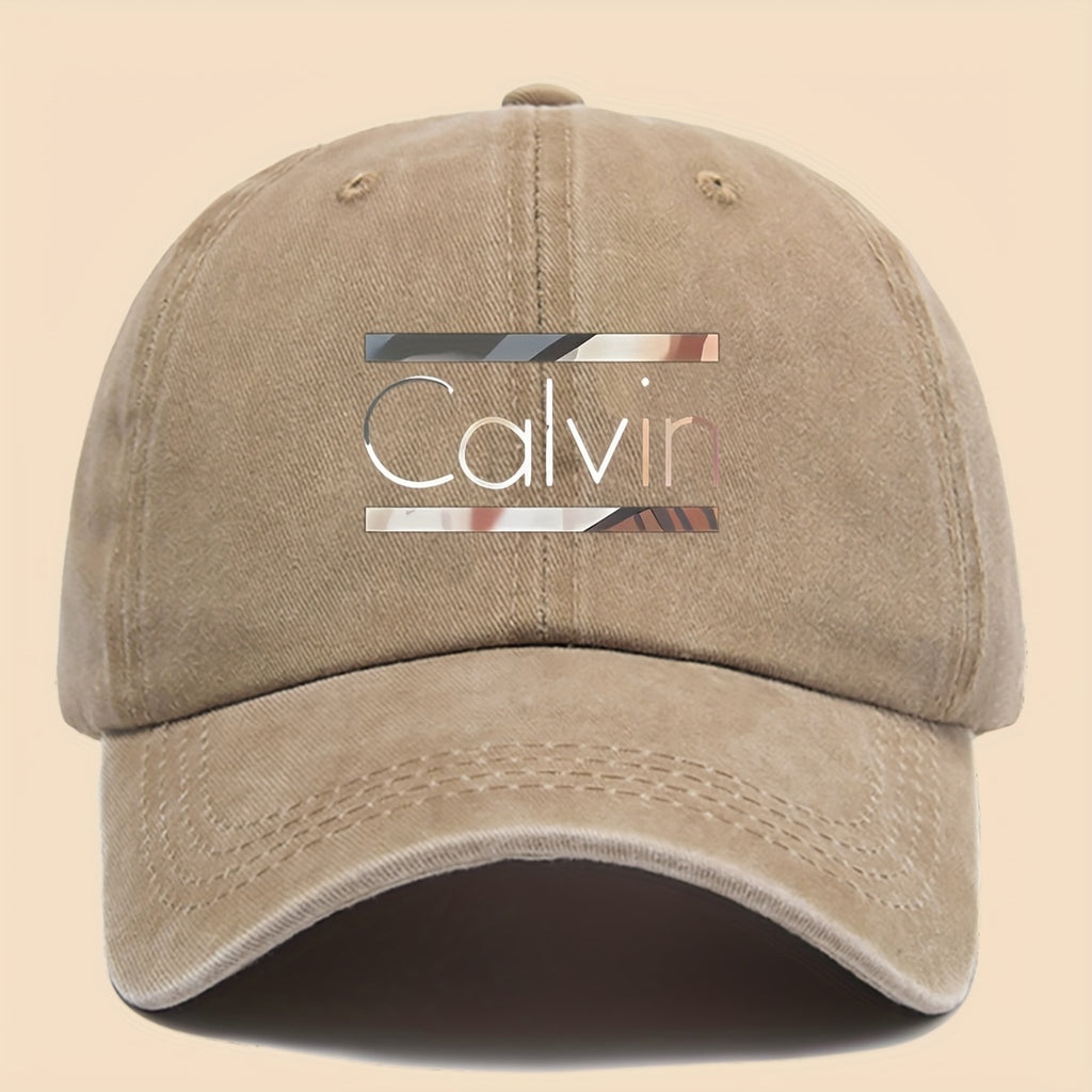 1pc 'Calvin Graphic Washed Baseball Cap - Unisex Streetwear Soft Hat, Suitable for Outdoor Adventures, Breathable Casual Sports Design, a Fashionable Accessory for All Seasons, Perfect Gift for Cycling, Fishing, And Hiking.'