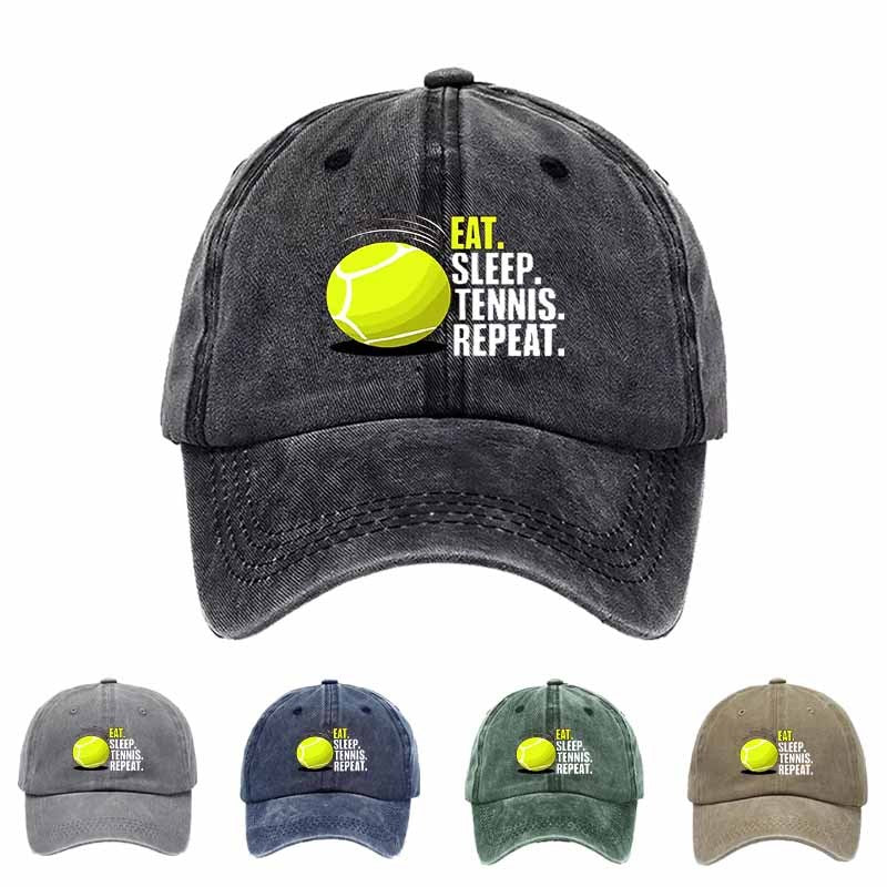 A Sporty Baseball Cap Featuring a Tennis Design That Showcases Enthusiasm, Perfect for Outdoor Activities