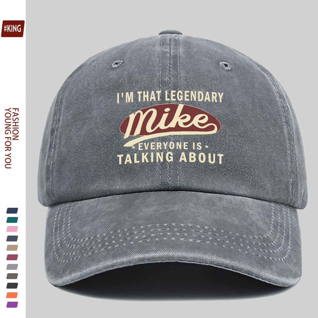 1pc Vintage Trucker Hat with "I'M That Legendary Mike" Print - Adjustable Snapback Baseball Cap, Lightweight And Breathable, Suitable for Outdoor Activities, Fishing, Hiking