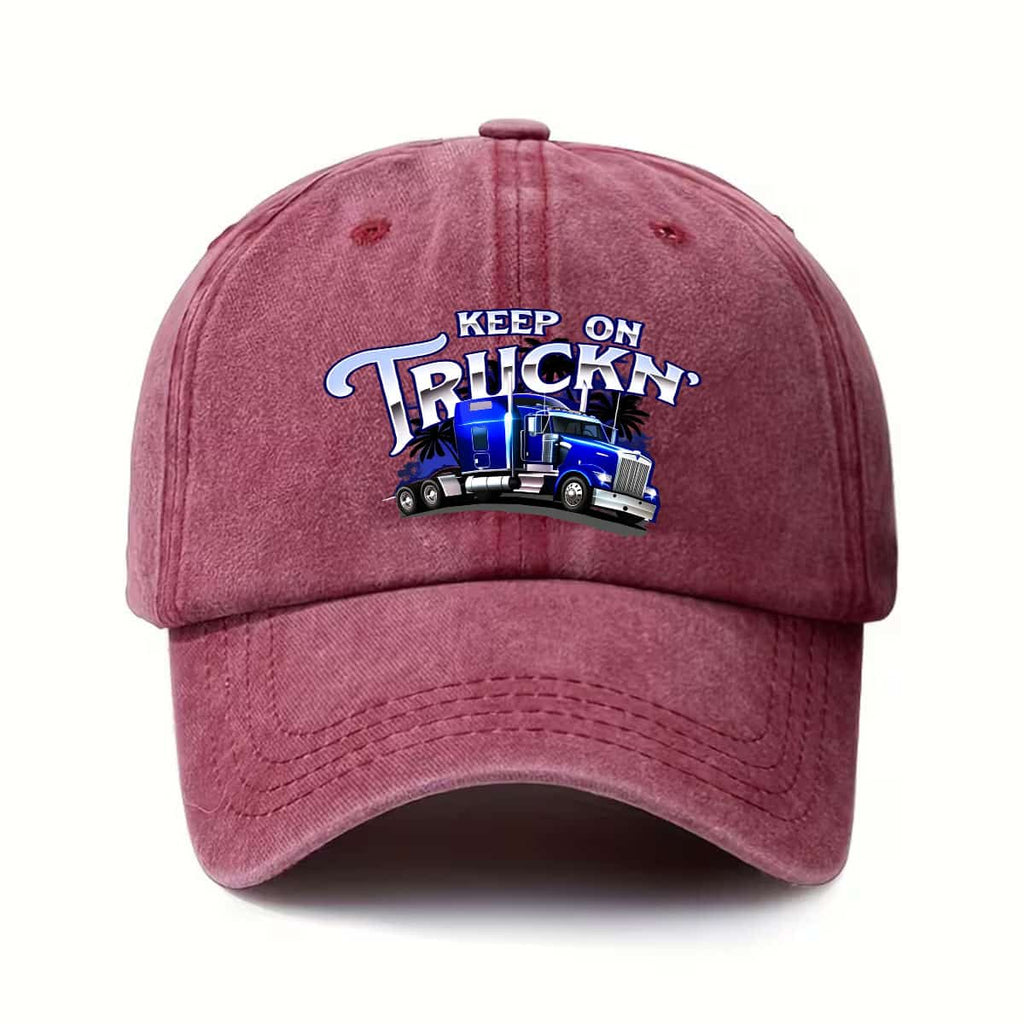 Keep on Truckin' - Semi-Trailer Truck Driver, Truck Driver, Truck Mechanic Baseball Cap, Couple'S Women'S Y2K Snapback Hat