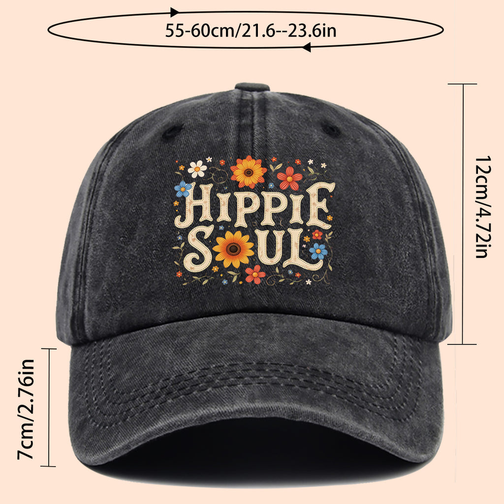 1pc 1pcs Hippie Soul Vintage Baseball Cap & Duckbill Sun Hat - Adjustable Unisex Retro Hat with Duckbill Cap, Suitable for Outdoor, Music Festivals, Travel, Daily Wear, Gift for Men & Women, Youth Street Fashion Accessory