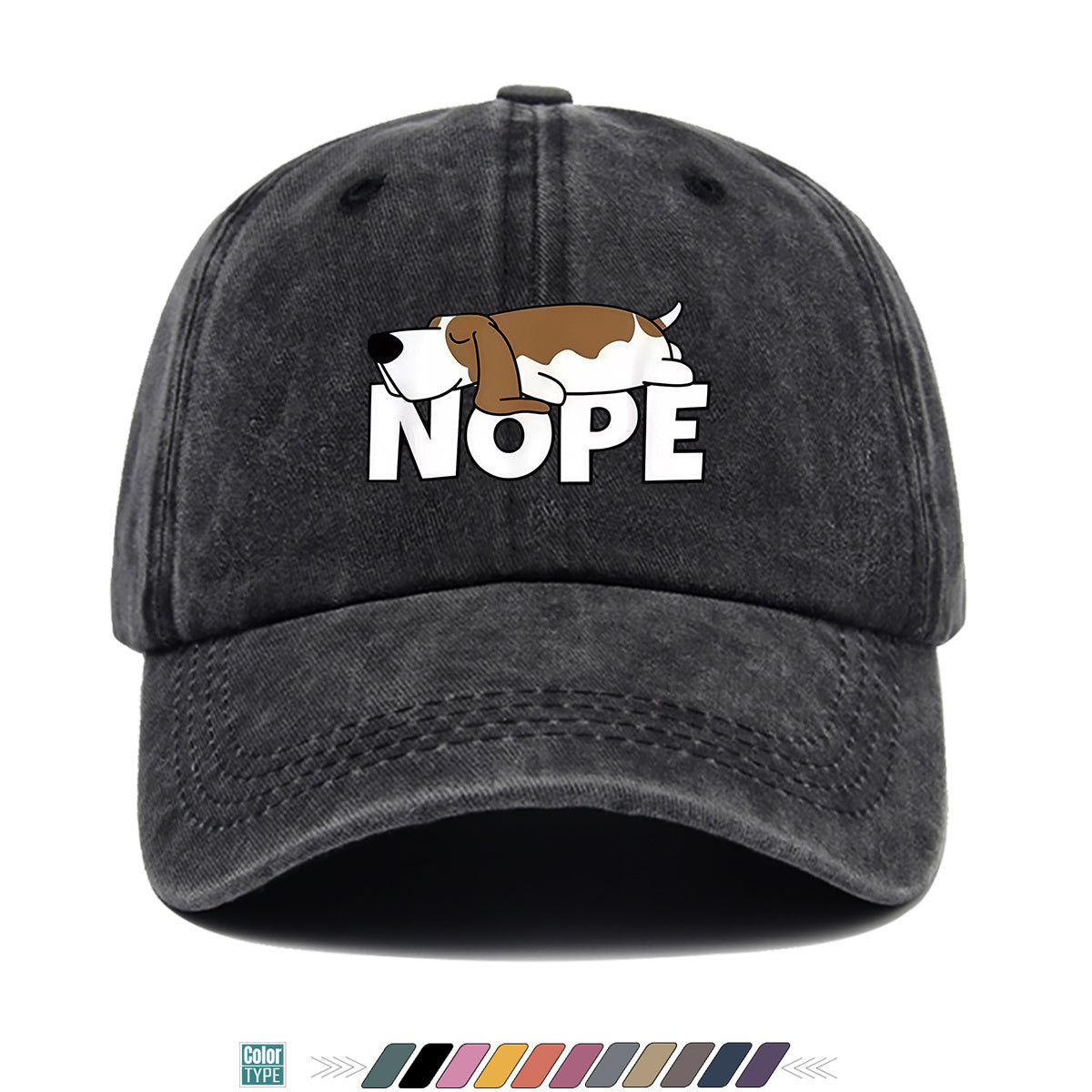 1pc Fun Cartoon Dog "NOPE" Printed Baseball Cap, Comfortable Breathable Sun Hat, Fashionable Individual Aesthetic Unisex Cap, Adjustable Size Casual Street Hat, Outdoor Sunshade Hat Suitable for Daily Commuting, Shopping, Parties, Travel, Sports