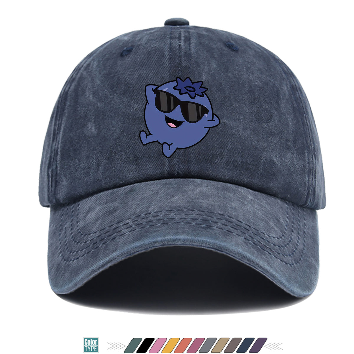 1pc Cartoon Blueberry Pattern Baseball Cap, Fun Sunglasses Flower Decoration, Comfortable And Breathable Sun Hat, Fashionable Cute Unisex Adjustable Dad Hat, Outing Hat, Best Friend Shopping Hat, Suitable for Picnics, Amusement Parks, Hiking