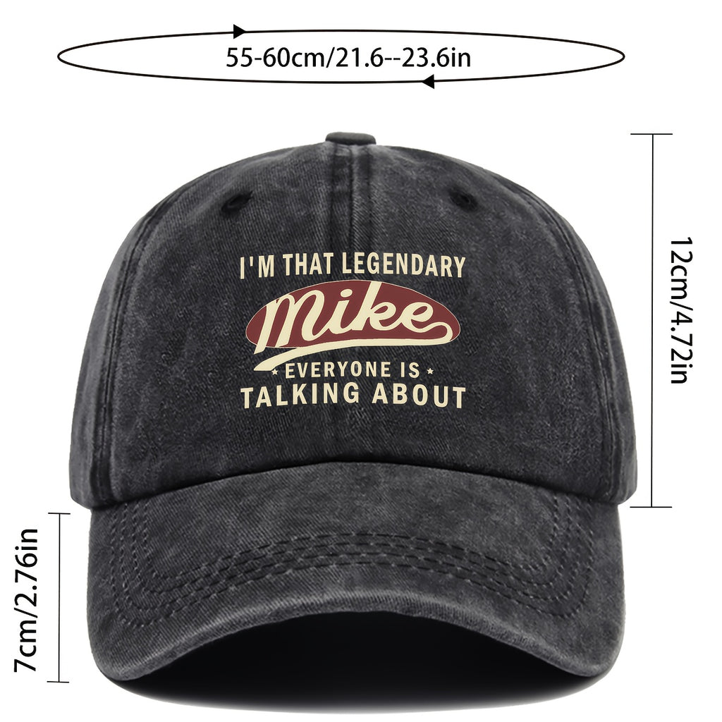 1pc Vintage Trucker Hat with "I'M That Legendary Mike" Print - Adjustable Snapback Baseball Cap, Lightweight And Breathable, Suitable for Outdoor Activities, Fishing, Hiking