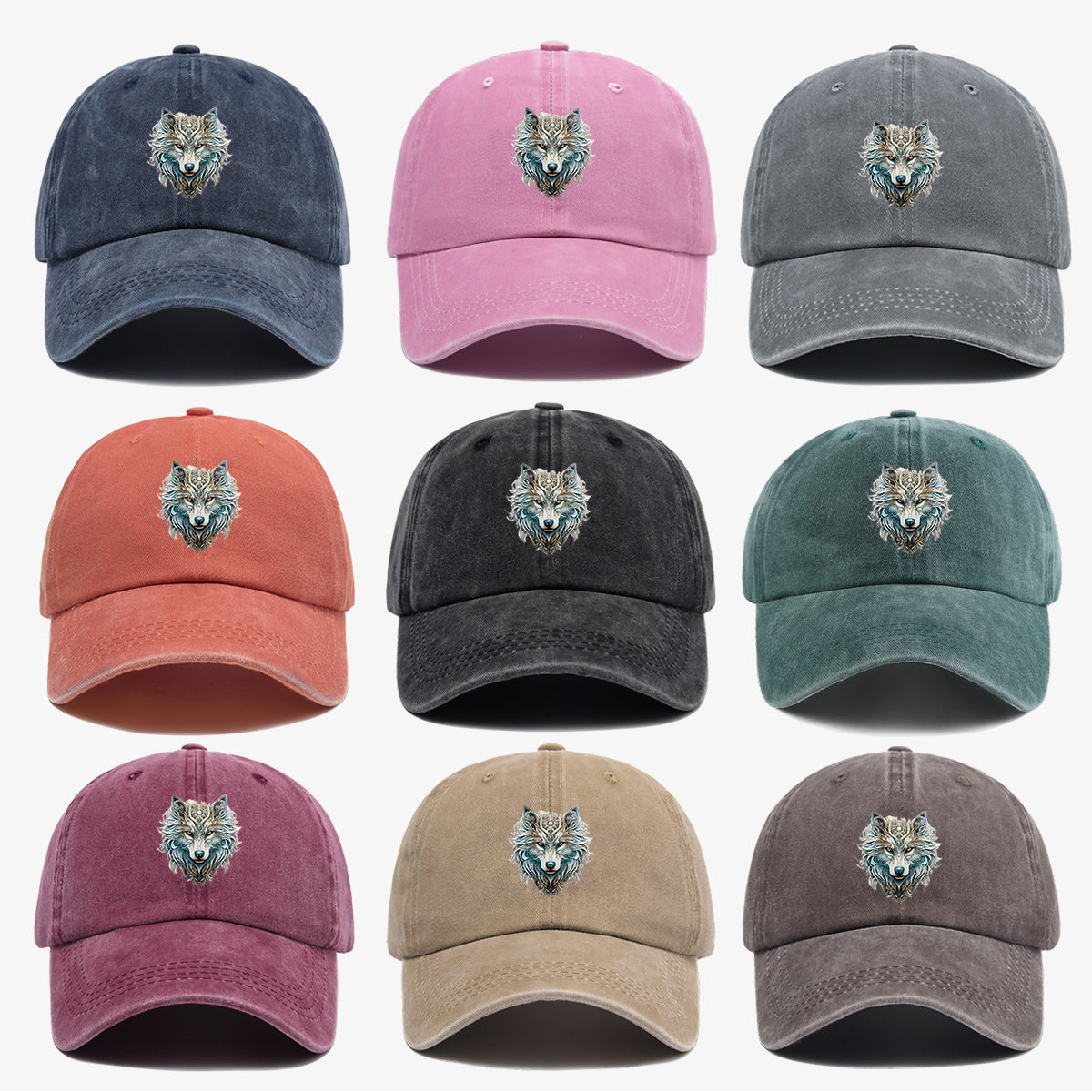 1pc Wolf Head Art Print Baseball Cap, Personalized Animal Pattern Design, Unisex Duckbill Hat, Wearing Makes You Look Slimmer And Smaller Face, Adjustable Size, Fashion Street Style, Daily Casual Versatile, Outdoor Activities, Shopping, Parties