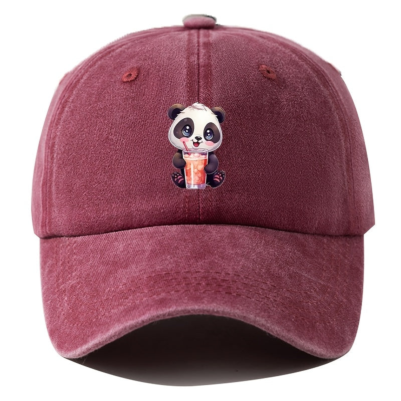 Unisex Adjustable Vintage Washed Baseball Cap, Animal Print, Button Design, Lightweight Polyester, All-Season Casual Outdoor Party Hip-Hop Hat, Animal Theme, Woven, Suitable for Boys - Ramadan Edition