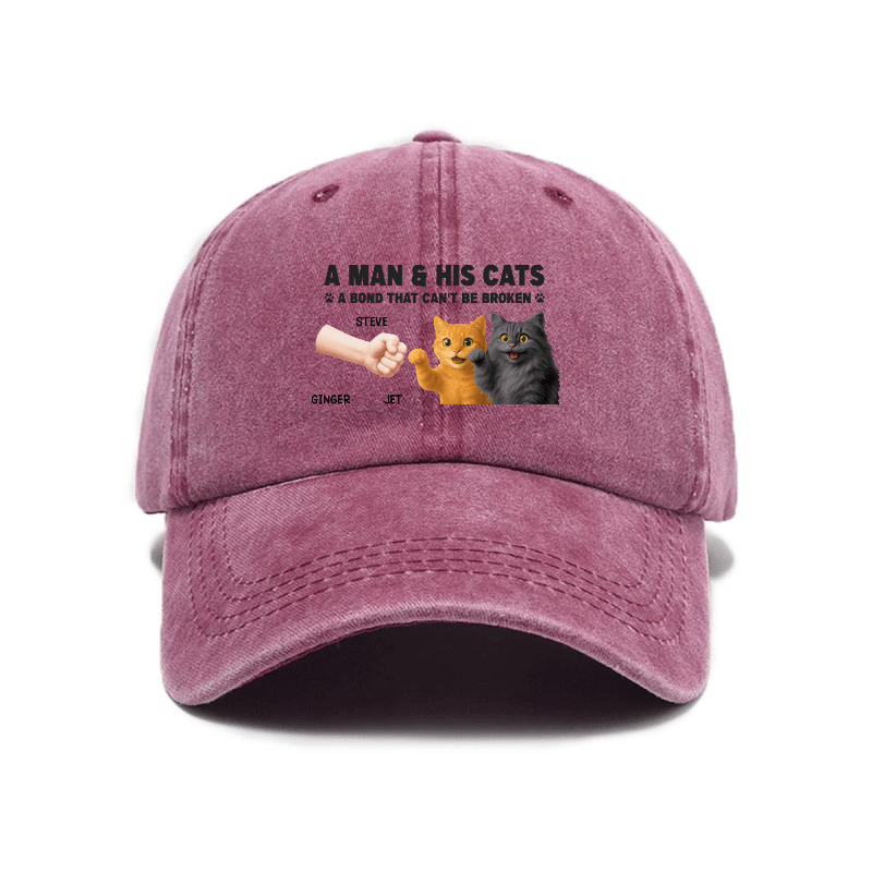 Playing with Cats" Baseball Cap | Stylish and Cute, Perfect for Everyday Use and Outdoors, Includes Printed Map, Adjustable Buckle Closure, Hand Wash Only