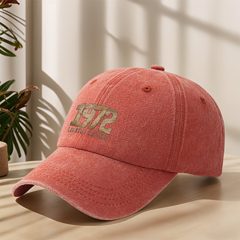 1972 Vintage Washed Duckbill Baseball Cap - Distressed Retro Print Suitable for Outdoor, Casual, Streetwear & Hip-Hop Hat, Lightweight Breathable Sweat-Absorbent Cap for Sports, Camping, Vacation,