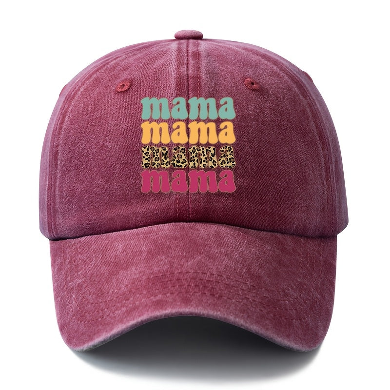 Unisex Fashion Versatile Printed Mama Cartoon Letter Baseball Cap, Classic Retro Washed Outdoor Lightweight Curved Brim Hat, Trucker Cap, Suitable for Outdoor Vacation Travel Camping And Casual Occasions, Holiday Party Hip-Hop Hat