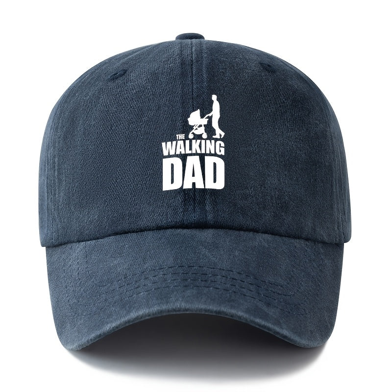 Unisex Fashion Versatile Printed WALKING DAD Baseball Cap, Classic Retro Washed Outdoor Lightweight Curved Brim Hat, Trucker Cap, Suitable for Outdoor Vacation Travel Camping And Casual Occasions, Holiday Party Hip-Hop Hat