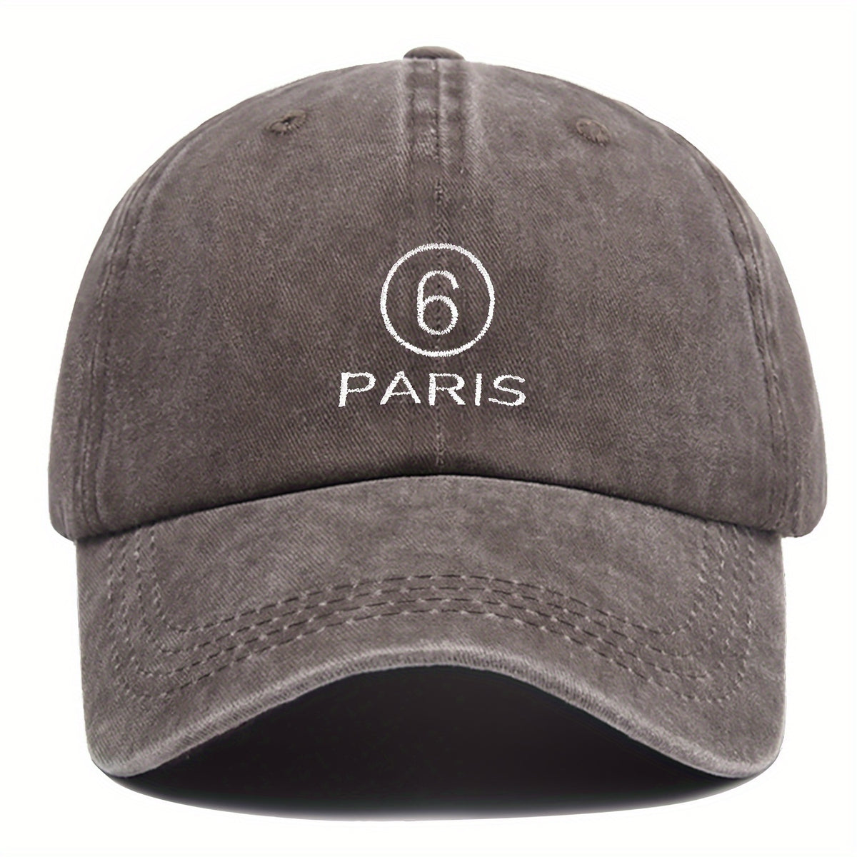 MM Style "Paris" Number ⑦ Baseball Cap Solid Color Easy Paris Embroidery Number 6 Fashion Curved Brim Hat Universal for All Seasons Men And Women Adjustable Size Comfortable And Breathable