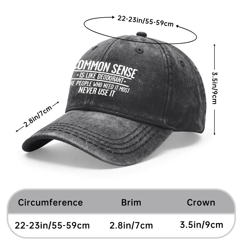 1pc Retro Style Unisex Baseball Caps, Slogan Print: Common Sense Is Like Deodorant, Adjustable Fit, Ideal for Outdoor Activities And Casual Outfits, Perfect Gifts for Both Men And Women, Friends