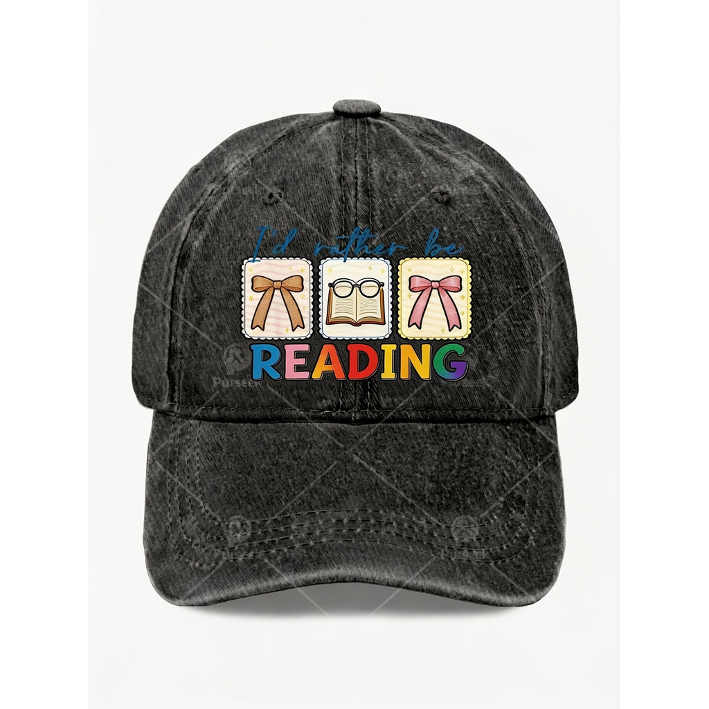 Vintage Reading Theme Cute Bow Book Design Unisex Casual Street Style Hat for Anniversary And Daily Wear