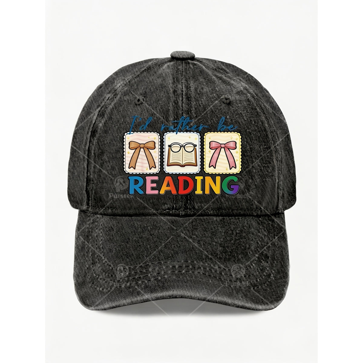 Vintage Reading Theme Cute Bow Book Design Unisex Casual Street Style Hat for Anniversary And Daily Wear
