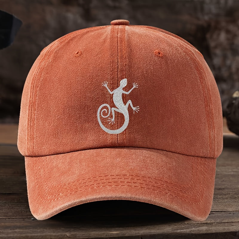 Men's Gecko Print Baseball Cap - Sporty Outdoor Hat with Gecko, Suitable for, Casual Wear & Themed Events, Versatile for Climbing, Everyday Use, Gecko-Themed