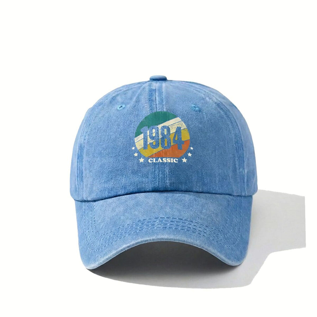 1984 Classic-Inspired, '1984 Classic' Text Color Design Vintage Washed Distressed Duckbill Cap Unisex Outdoor Baseball Cap Adjustable Washed Vintage Style Lightweight Breathable Golf Cap