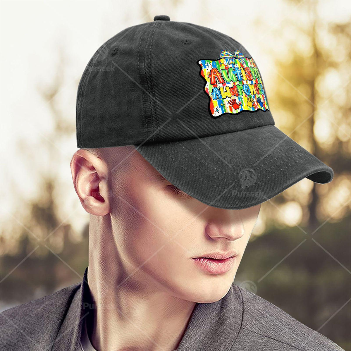 Fashionable Baseball Cap, Unisex, Featuring a Bright Patchwork Design to Promote Autism Awareness
