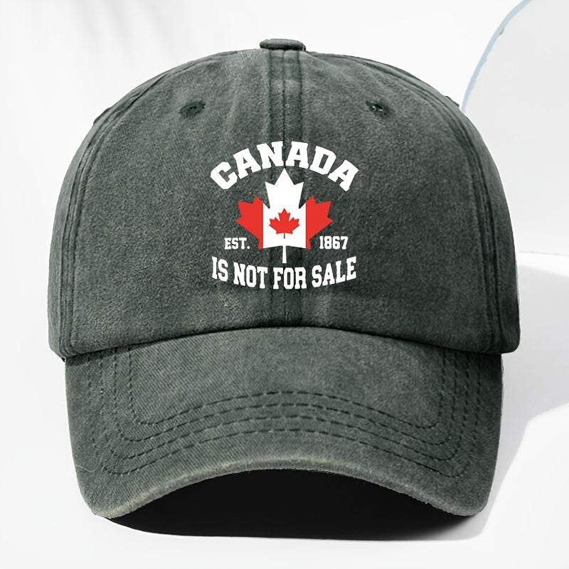 Unisex Canadian CANADA Maple Leaf Print Washed Vintage Baseball Cap, Fashionable Sun Outdoor Hat for Men and Women, Adjustable Trucker Hat Suitable for All Seasons and Daily Wear