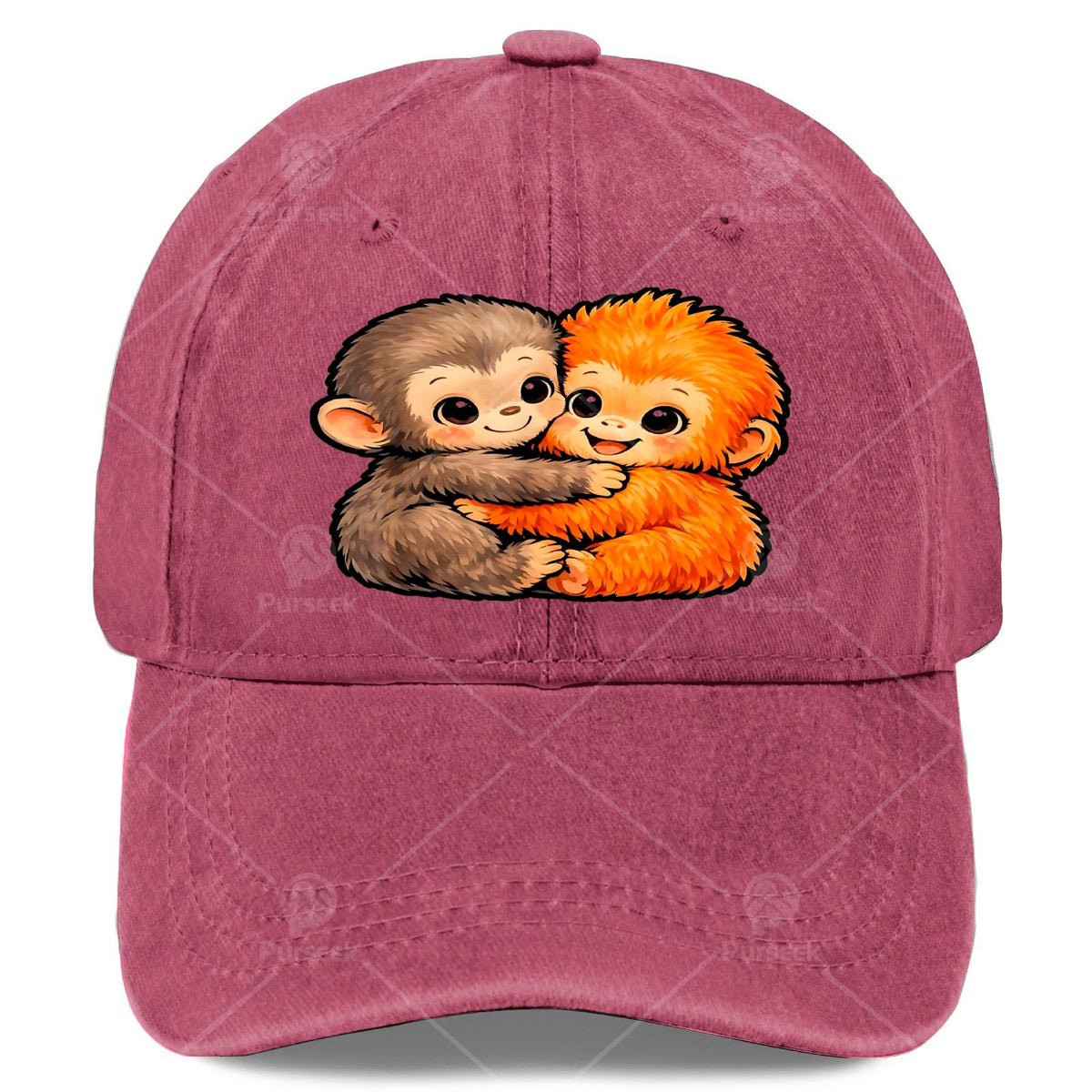 Tadanori Toya Plush Hug Baseball Cap - Vintage Full-Print Design, Suitable for Christmas, Gaming, And American Independence Day Events, Unisex Washable Monkey Baseball Cap, Lightweight Design (Hand Washable)