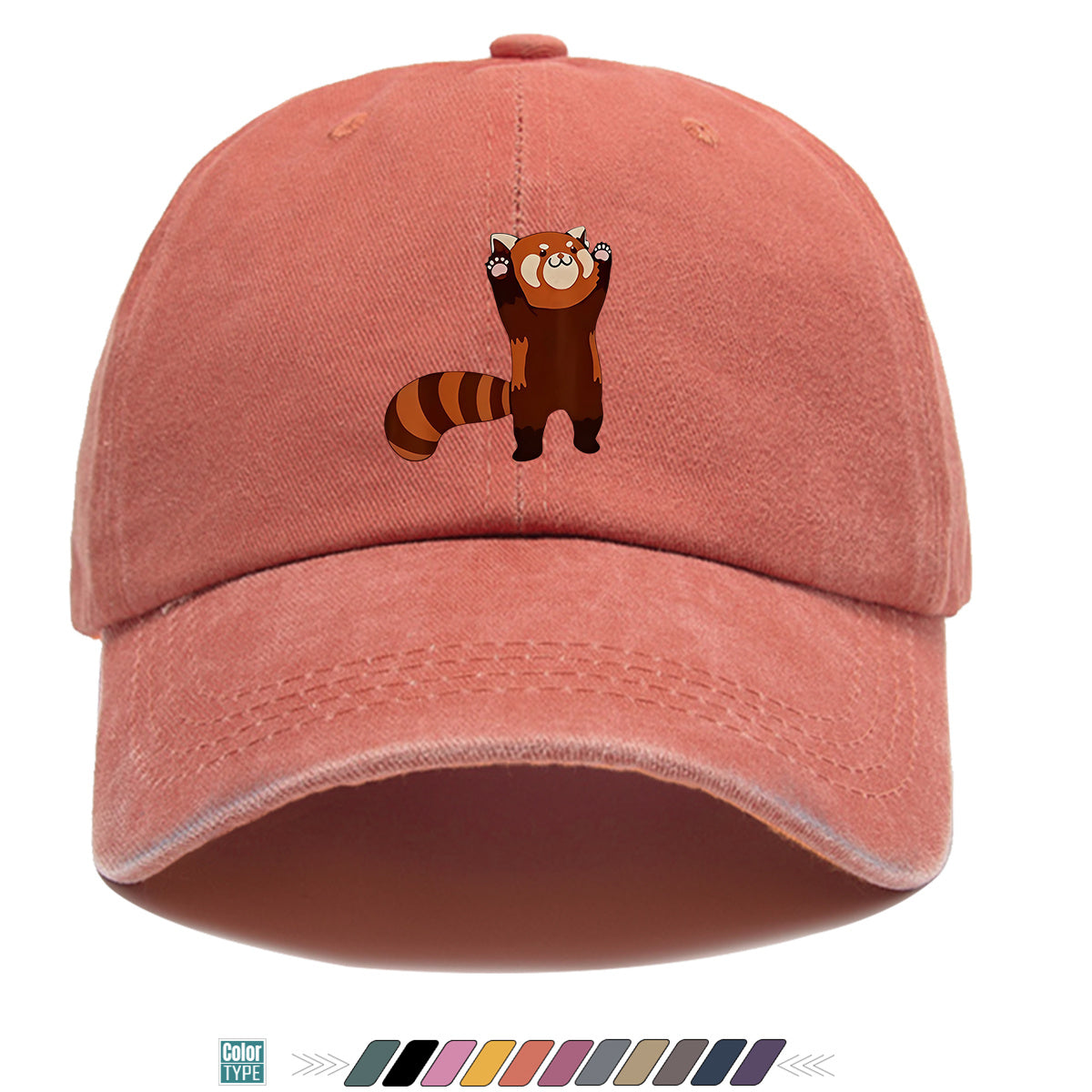 1pc Cartoon Red Panda Printed Baseball Cap, Cute Animal Pattern Sun Hat, Adorable Age-Reducing Fashion Hat, Unisex Adjustable Duckbill Cap, Couple Outing Hat, Casual Leisure Hat, Outdoor Play Sun Hat, Picnic Photography Hat, Bestie Matching Hat