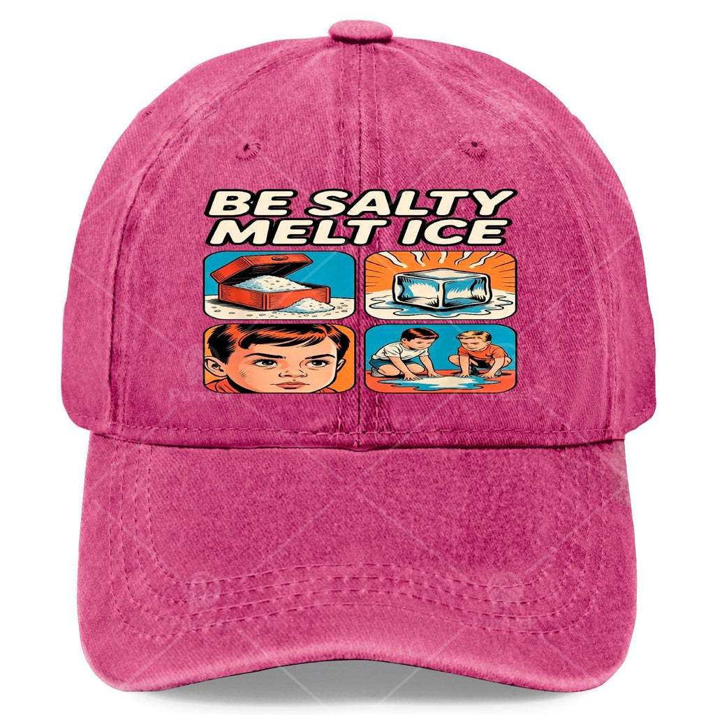 Unisex Fashion Baseball with a Washed And Distressed Look, Featuring The Humorous Phrase 'Stay Salts Melt I CE' As a Fun Gift