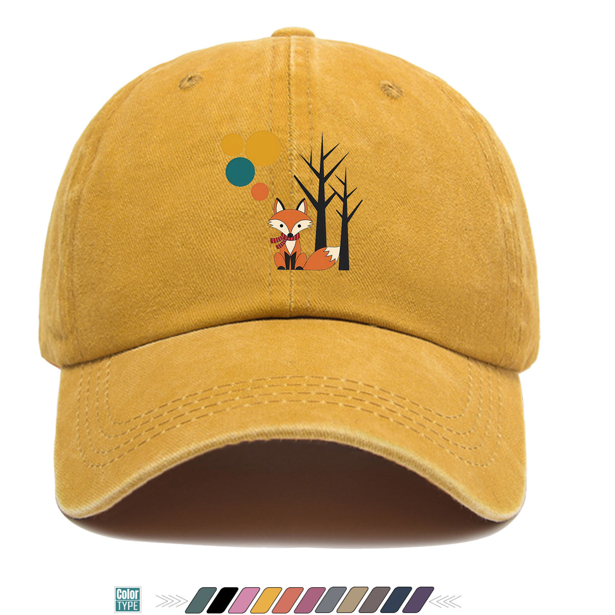 1pc Cartoon Fox Wearing Red Scarf Print Baseball Cap Colorful Geometric Background Sun Hat Fashionable And Beautiful Unisex Duck Tongue Cap Adjustable Size Casual Travel Hat Street Trendsetter Essential Suitable for Daily Wear, Shopping, Travel