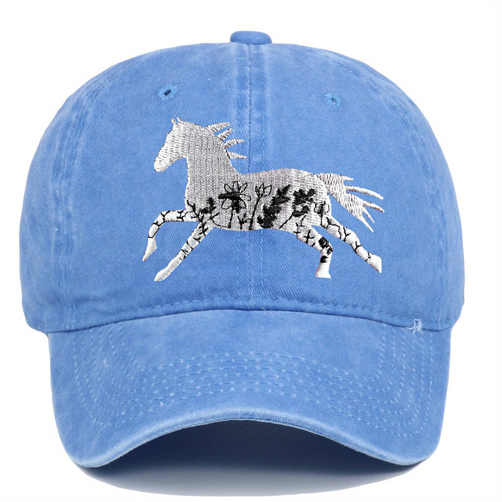 Unisex Adjustable Baseball Cap with Retro Running Horse Design, a Summer Must-Have