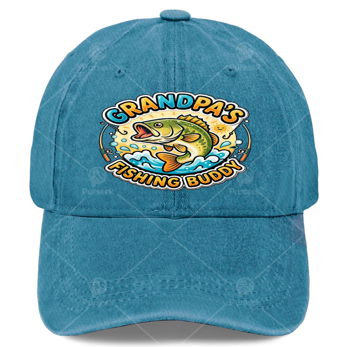 Funny Grandpa Fishing Buddy Bass Fisherman Youth Boys Youth Baseball Hat Unisex