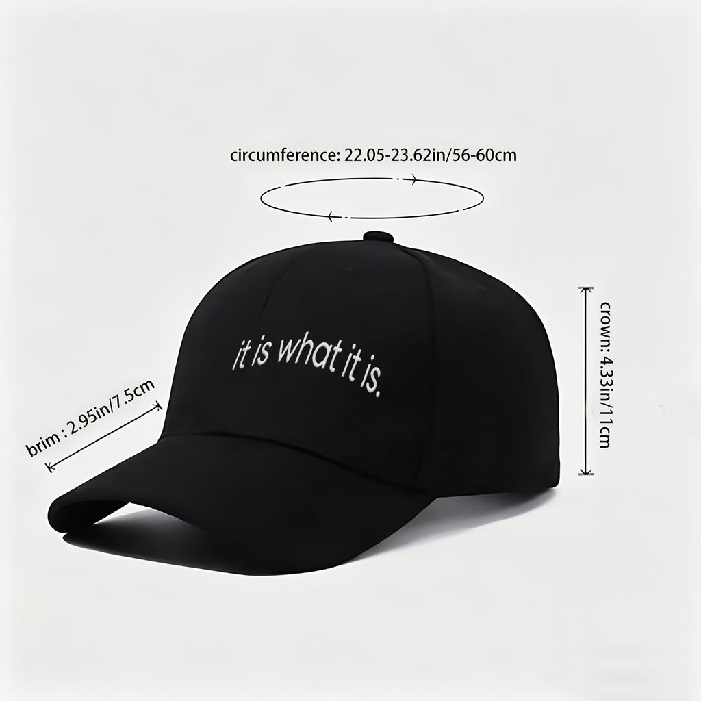 A Neutral Style "Let It Be" Baseball Cap, Adjustable Flat-brim Cap with a Simple and Calm Quote, Is an Excellent Gift for Those Who Appreciate a Leisurely, No-nonsense Atmosphere. It's a Casual and Easy-to-understand Statement Cap, Perfect for Lazy D