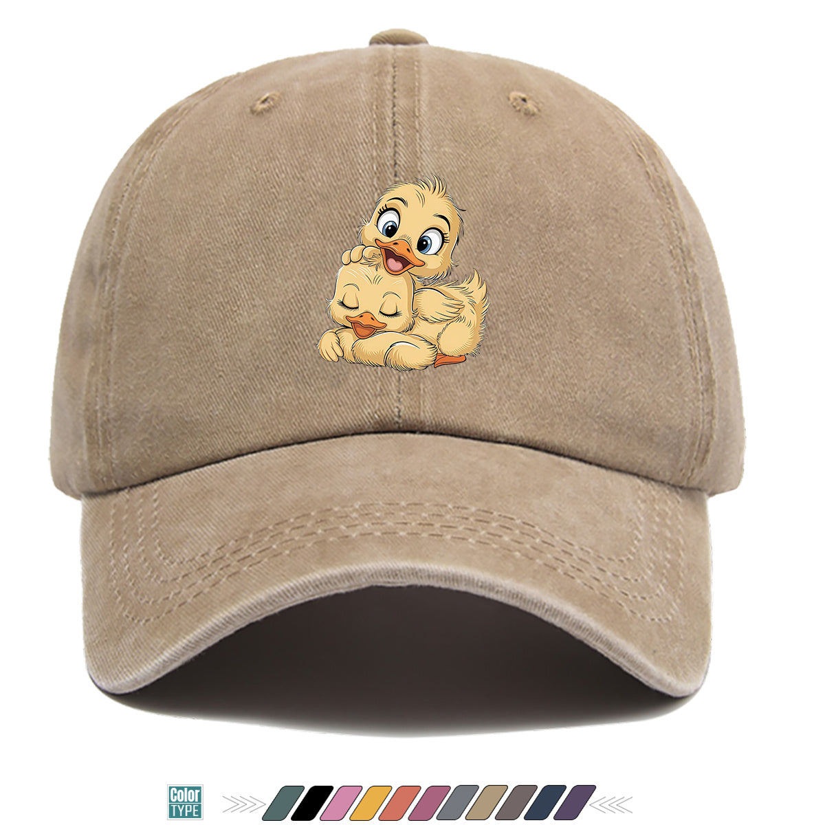 1pc Cute Little Yellow Duck Print Baseball Cap, Adorable Cartoon Duck Pattern Sun Hat, Fashion Casual Sunshade Hat, Unisex Adjustable Duckbill Cap, Soft Breathable Hat, Outing Hat, Versatile Hat, Best Friend Shopping Hat, Outdoor Picnic Play Hat