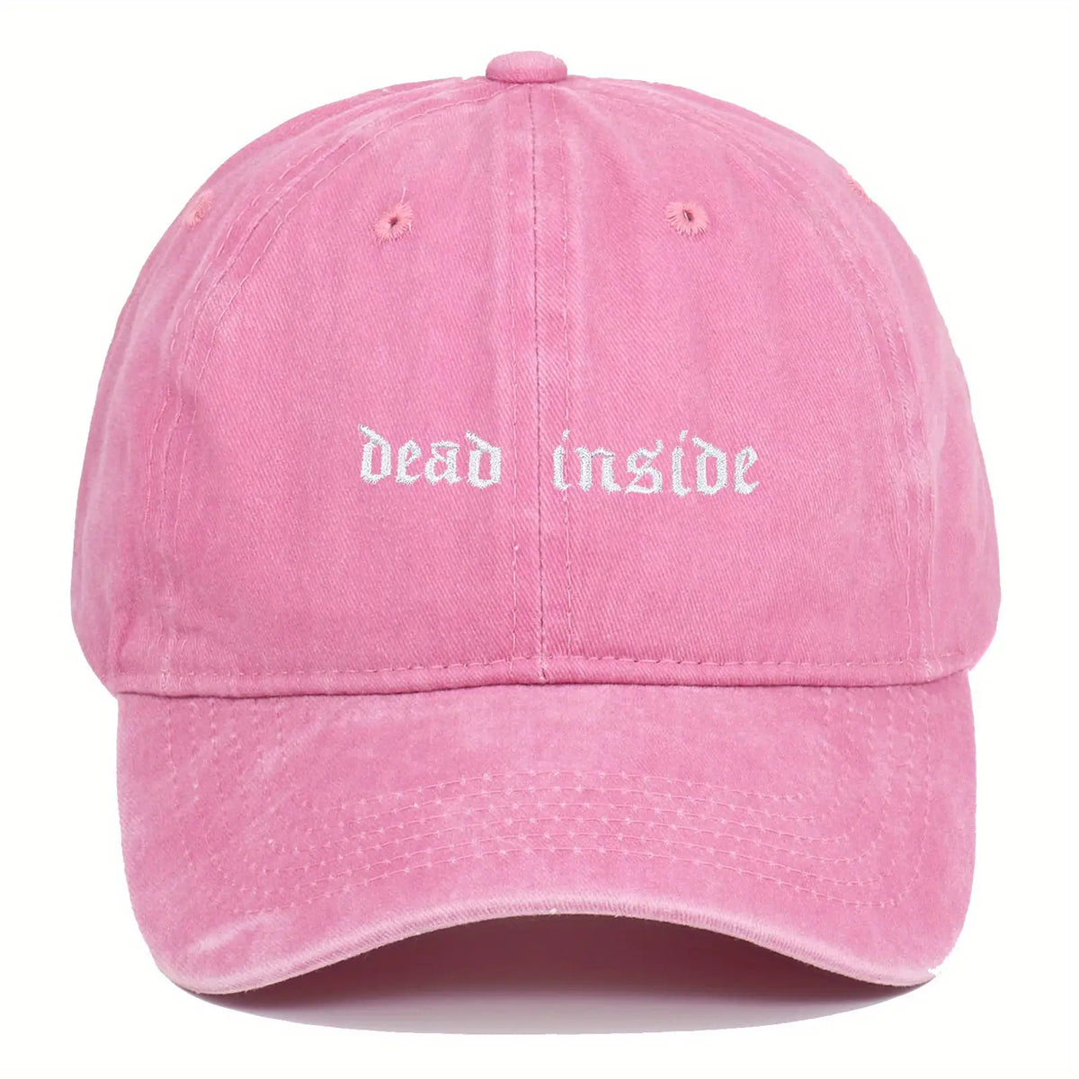 A Versatile and Novel Washed Baseball Cap with Gothic Font Pattern, Unisex and Adjustable