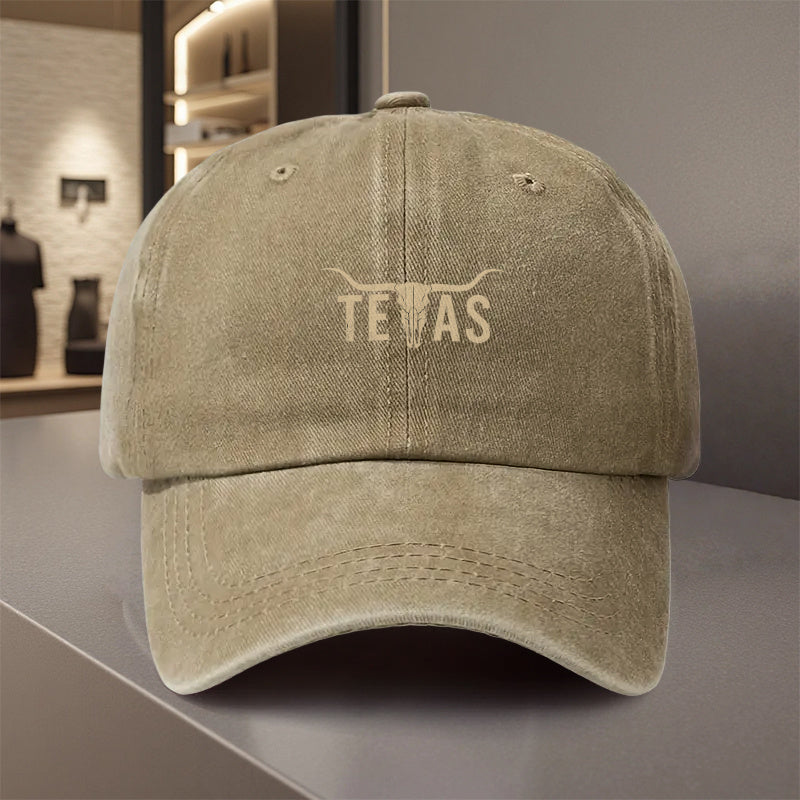 1pc Texas Longhorn Bull & TEXAS Lettering Adjustable Snapback Cap - Lightweight Polyester Trucker Hat for Men & Women, All-Season Outdoor, Camping, Golf, Fishing, Motorcycle, Running - Unisex Cowboy Hat for & Texas Pride, Hand Washable, Breathable Mesh Ba
