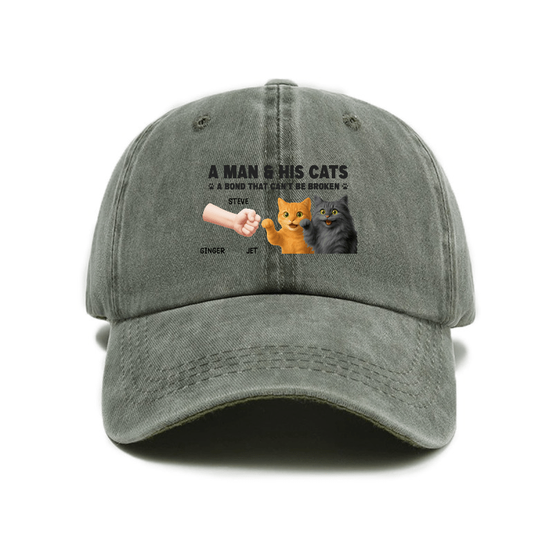Playing with Cats" Baseball Cap | Stylish and Cute, Perfect for Everyday Use and Outdoors, Includes Printed Map, Adjustable Buckle Closure, Hand Wash Only